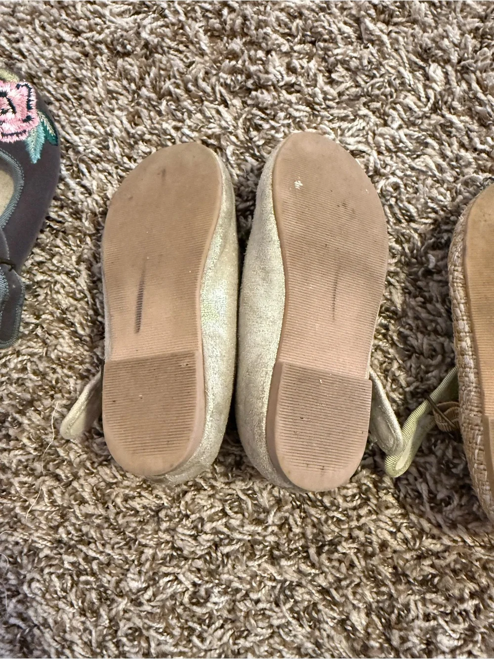 Joyfolie Girls Embroidered Floral Mary Janes in Beige, Brown, and Tan